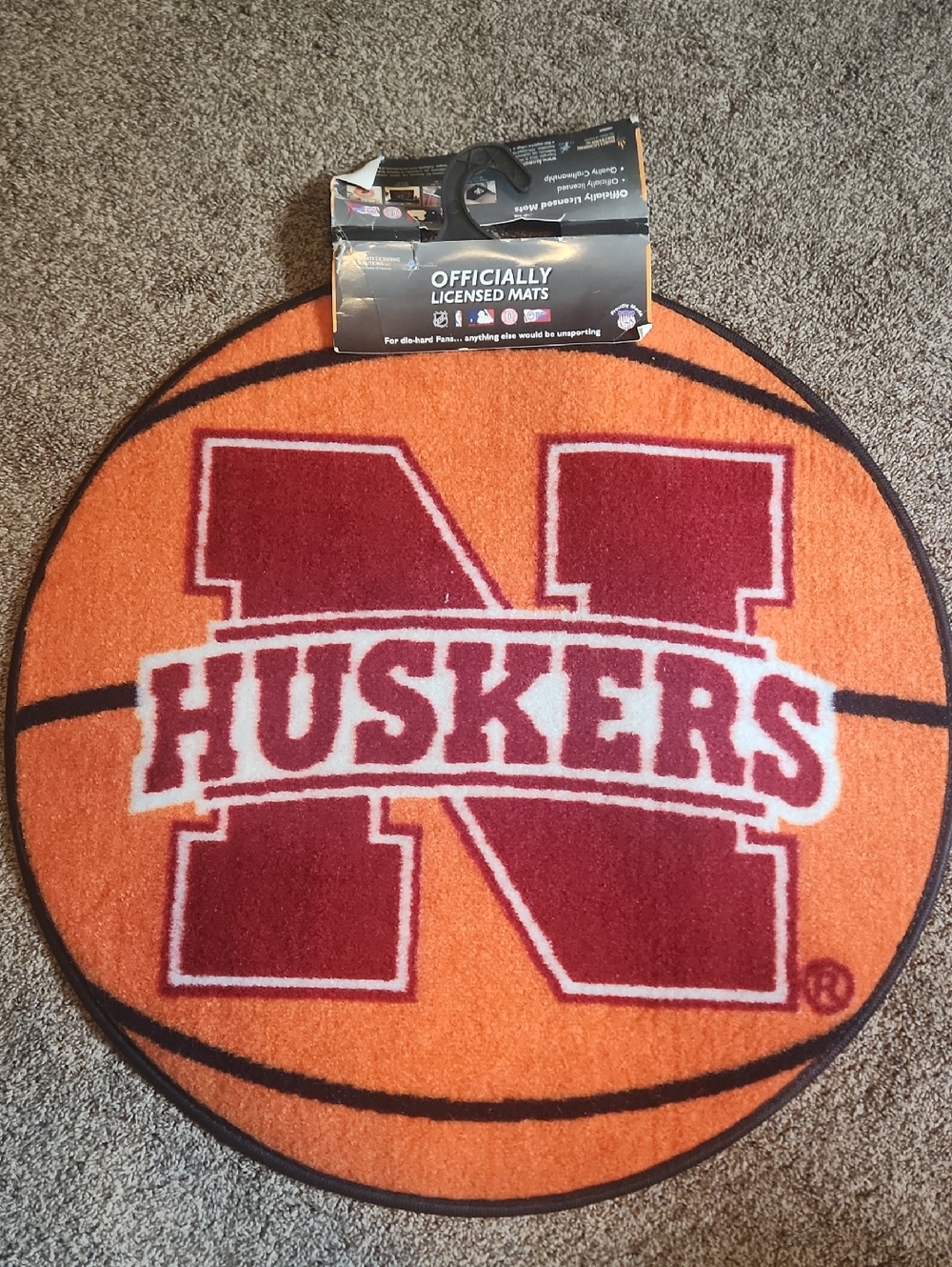 Officially Licensed Nebraska Huskers Orange Basketball Floor Mat - NEW